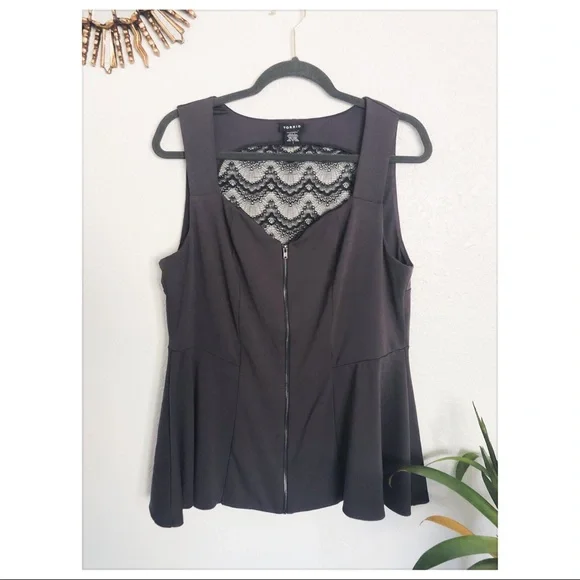 Torrid Lace Back Zip Front Peplum Top 1 - Picture 6 of 6